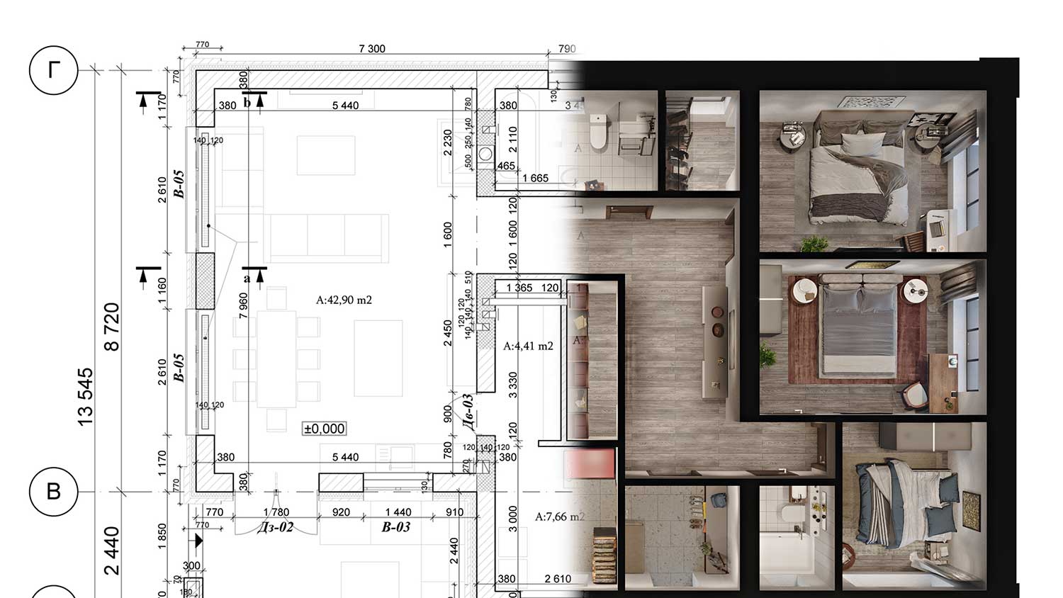 CAD Drawing into doll-house view