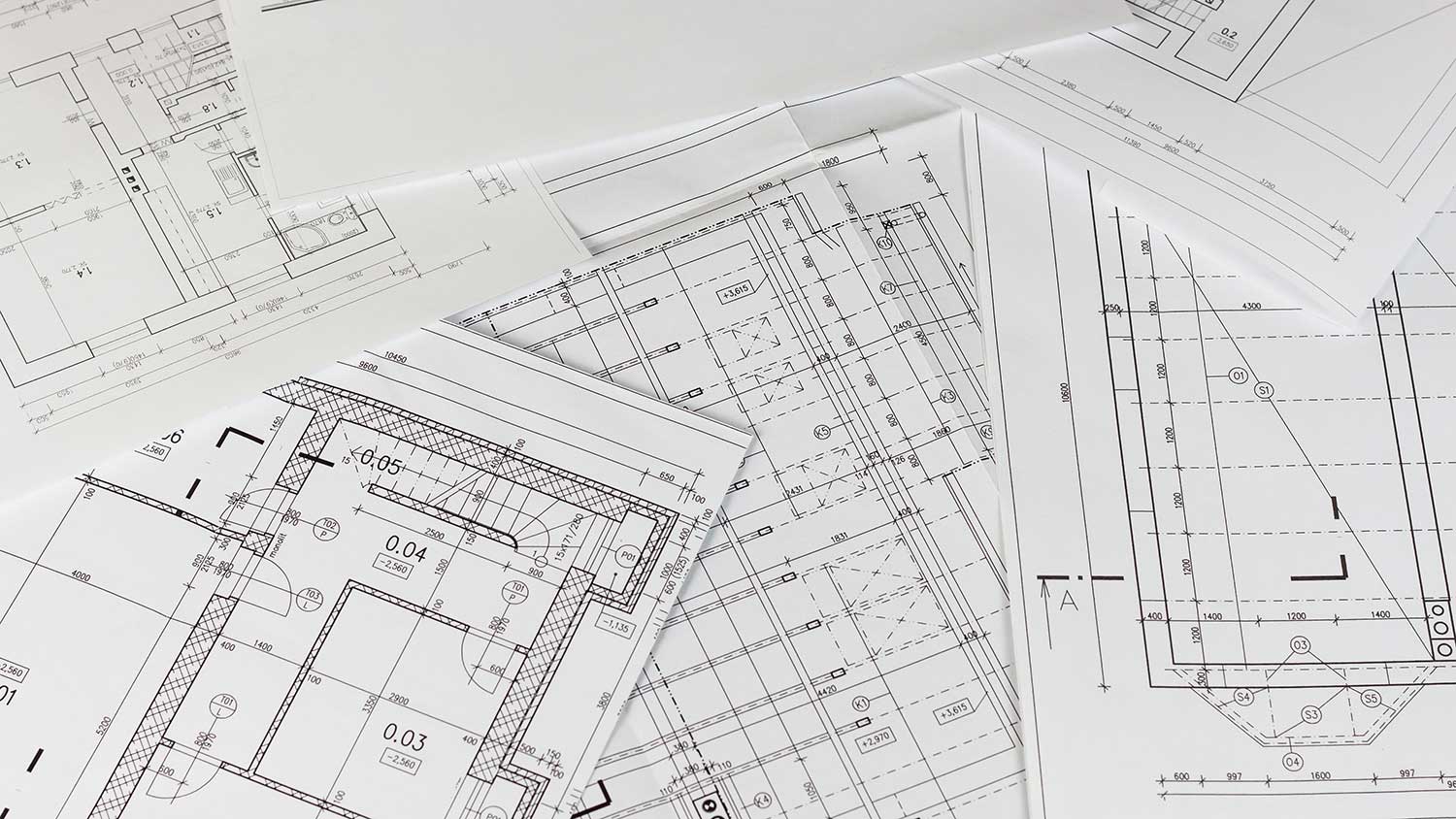 CAD sheets on a table