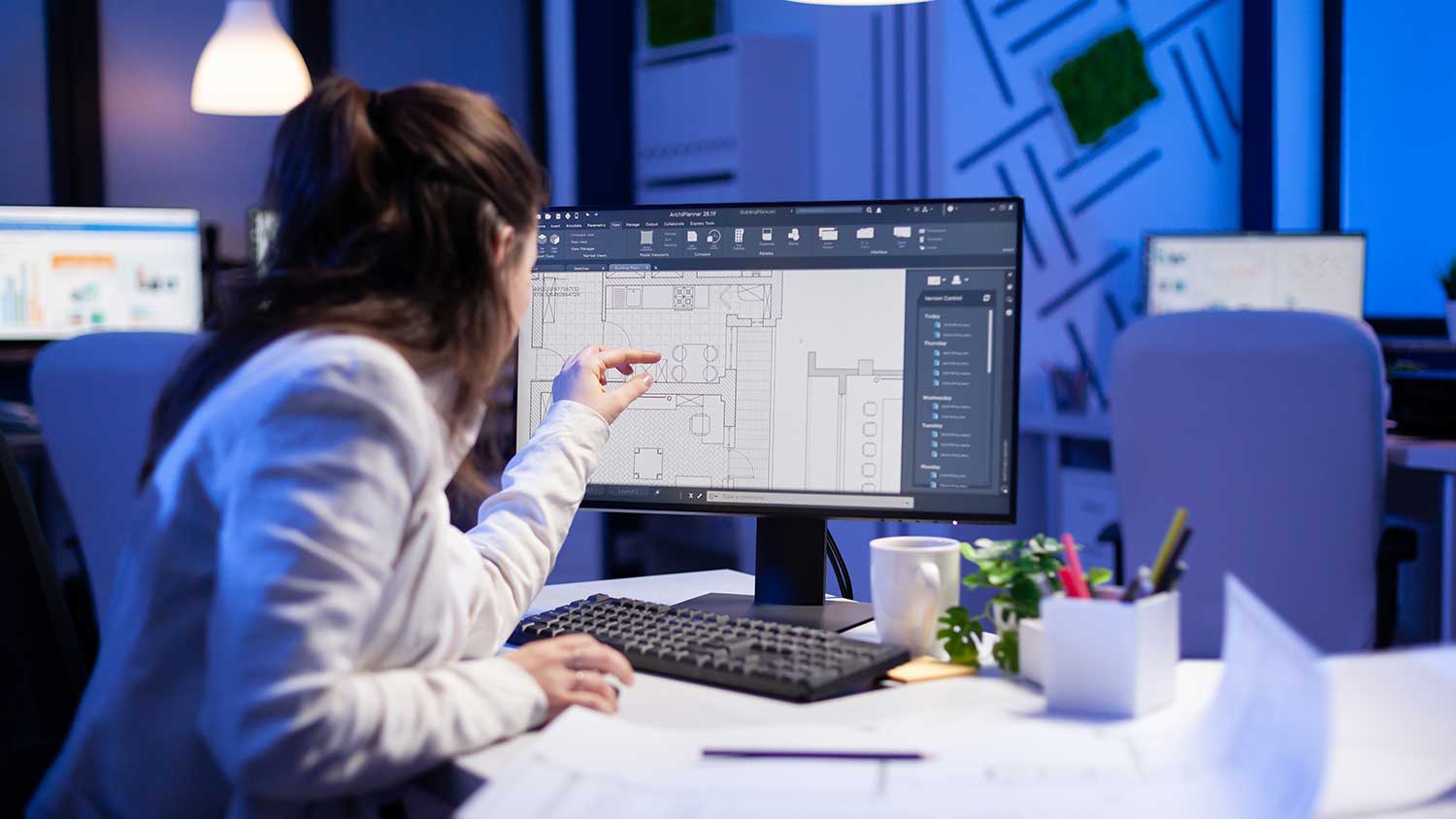 woman working on a CAD file