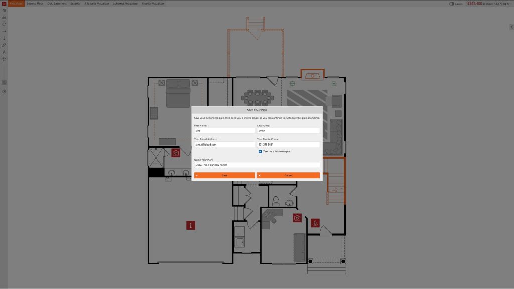 Interactive Floor Plans - Save a Plan