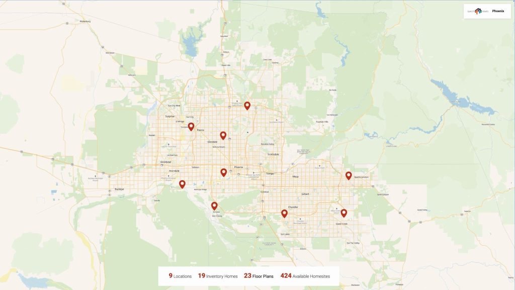 Map Showing Geographic Locations within the Interactive Geospatial Sire Map
