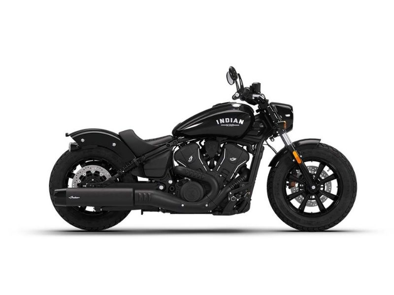 Side View of black indian motorcycle