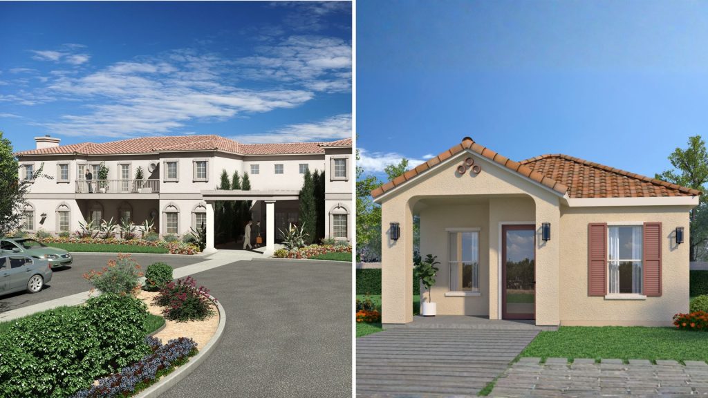 Split image of the front of two houses