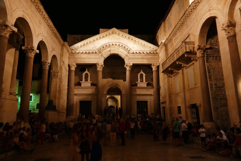 The Temple of Jupiter, Split, Croatia at night.